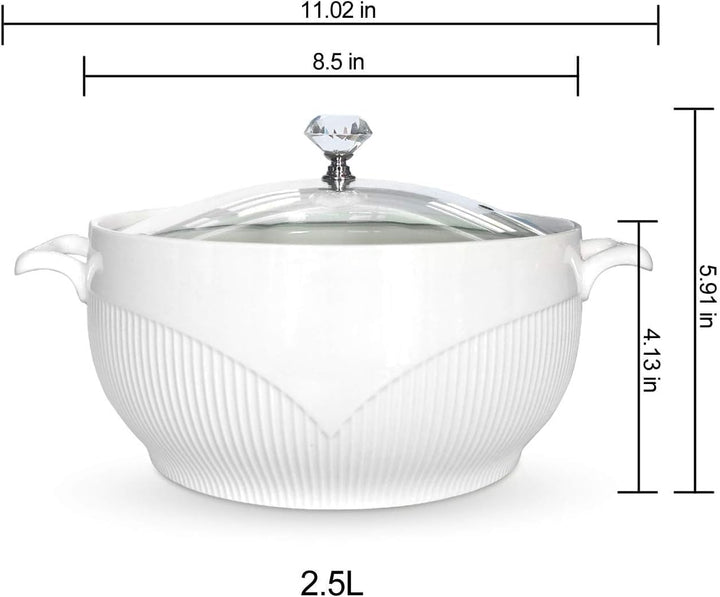 Keramik-Suppenterrine mit Deckel, 2.5 L grosses Fassungsvermögen, Suppenschalen mit Henkel für Suppe