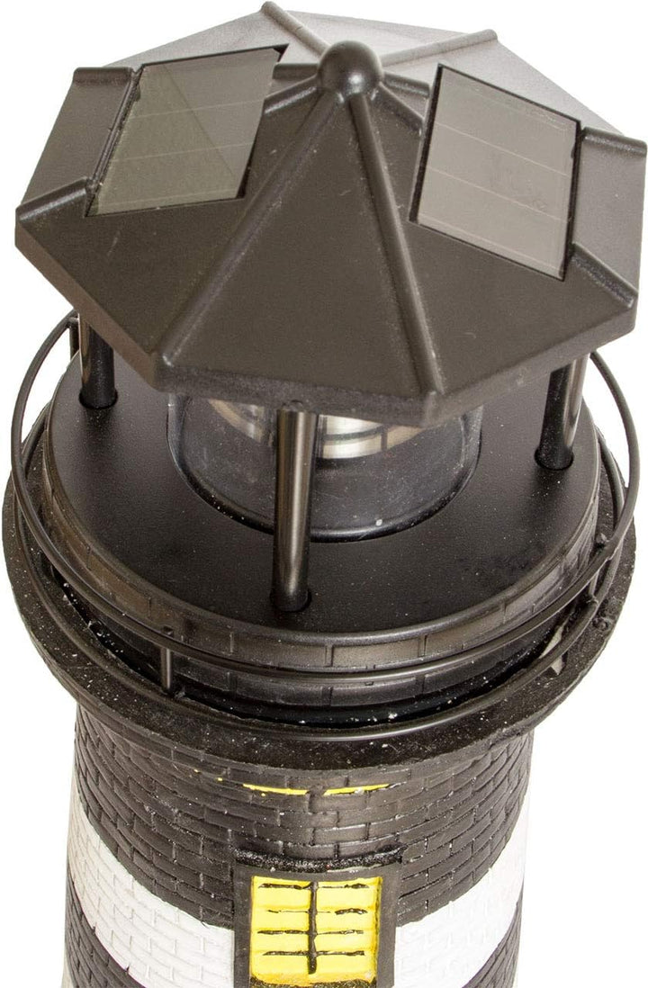 NATIV LED Solar-Leuchtturm mit rotierender Leuchte, handgefertiger Dekoturm für den Aussenbereich, 3