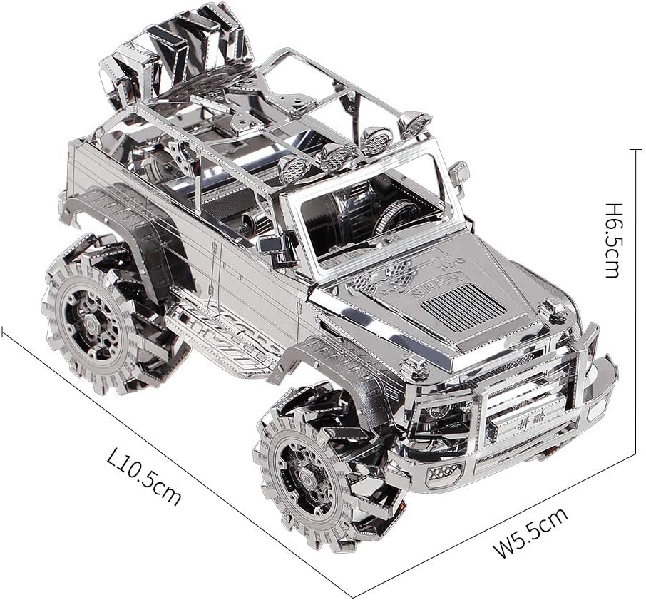 Piececool 3D Puzzle Metall Geländewagen, 3D Metall Puzzle Automodell für 340 Edelstahl, Ganzes Metal