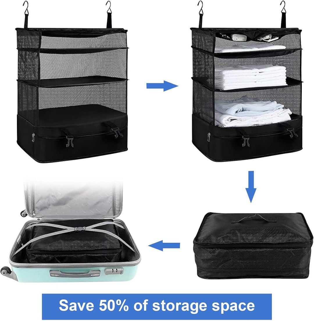 Dokeno Hängend Koffer Organizer Set, Packing Cubes Faltbare mit Kosmetiktasche, Tragbarer Kleidertas