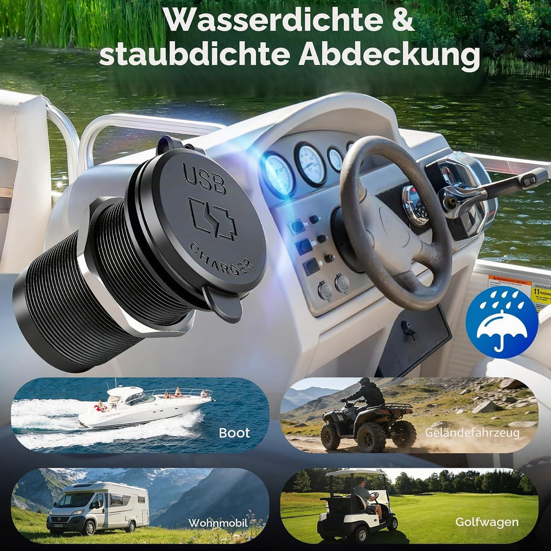 acegoo 12V USB C Steckdose 100W PD &amp; 18W QC, Wohnmobil Auto USB Dose Buchse 12 Volt KFZ Wasserdicht