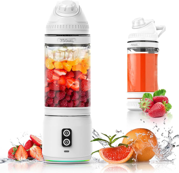 Herbst Tragbarer Mixer 700ml Smoothie Maker to Go, Fresh Juice Mixer Flasche mit 6 Klinge und USB Wi