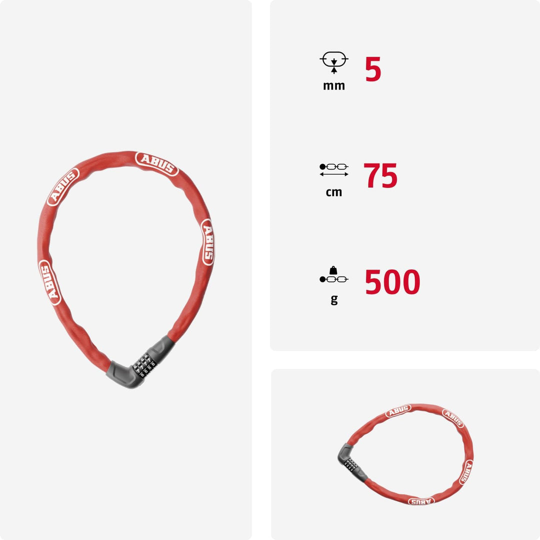 ABUS Kettenschloss Steel-O-Chain 5805C – Zahlenschloss aus 5 mm starken Stahlkette – ABUS-Sicherheit