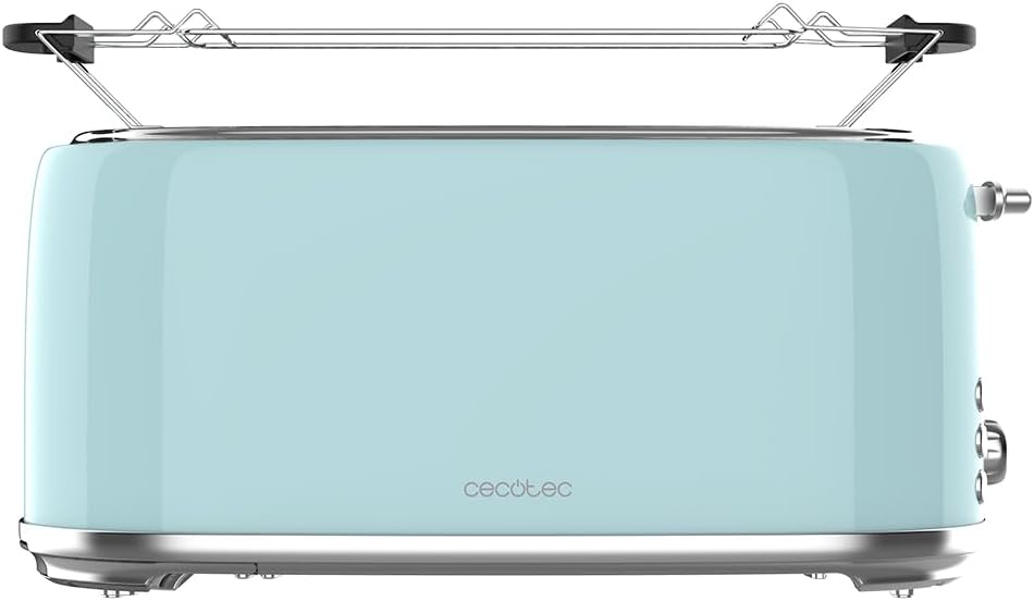 Cecotec Toast&amp;Taste 1600 Retro Double Blue, 4 Scheiben, 1630 W, 2 Schlitze mit 3,8 cm Breite und Län