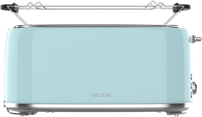 Cecotec Toast&Taste 1600 Retro Double Blue, 4 Scheiben, 1630 W, 2 Schlitze mit 3,8 cm Breite und Län