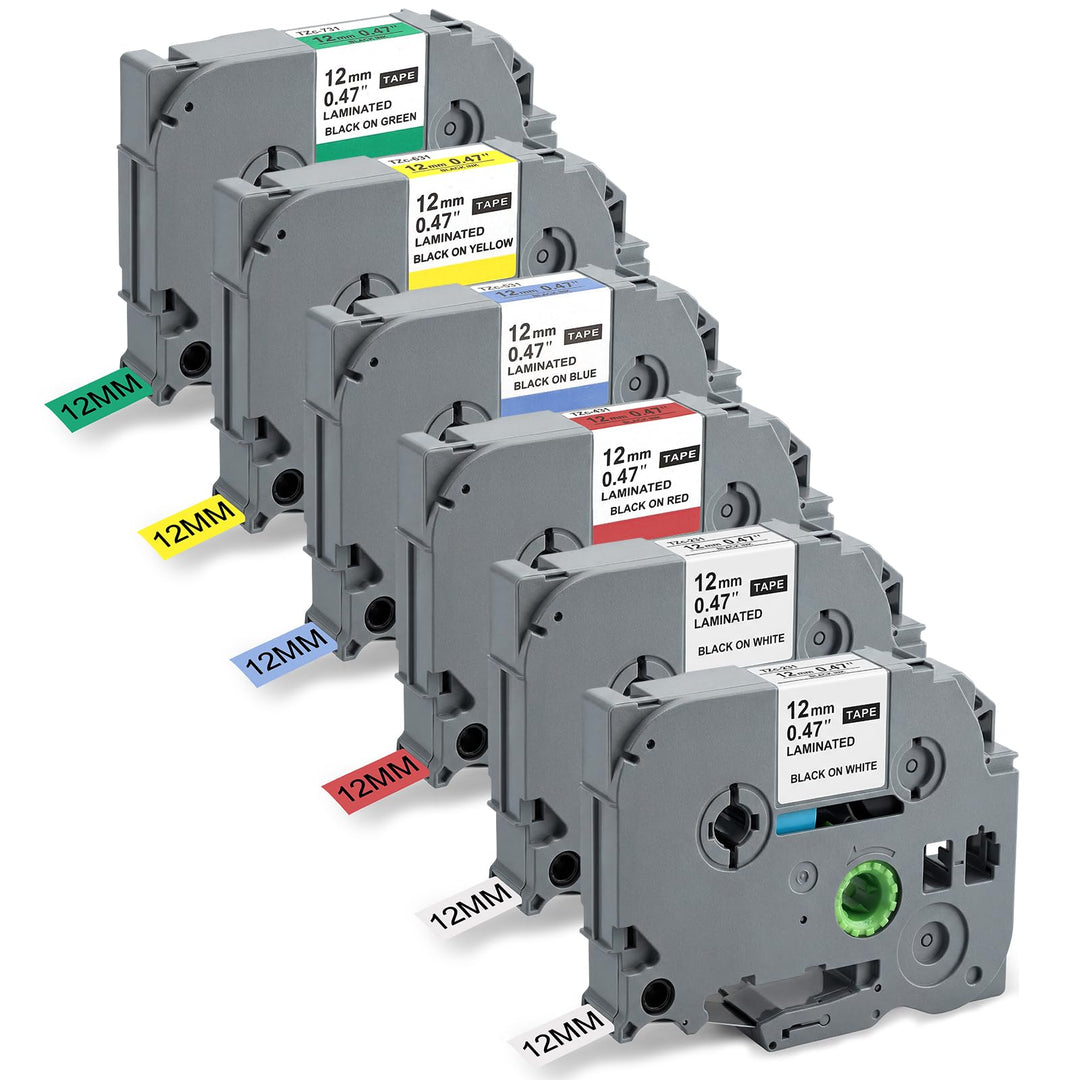 Thboxes 6 Rollen Etikettenband 12mm TZe-231 TZe-431TZe-531TZe-631 TZe-731 Kompatibel mit Brother P-T