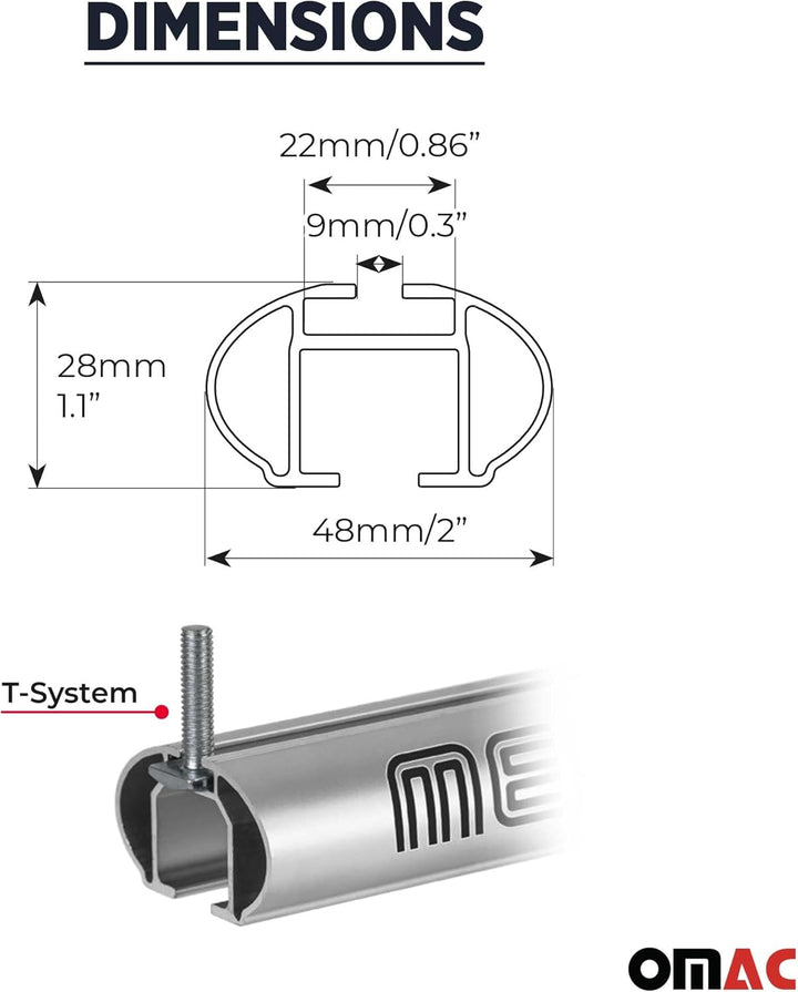 Menabo Grundträger Dachträger kompatibel mit Mercedes C-Klasse S206 2021-2023 Alu 75 Kg TÜV 2X Schwa