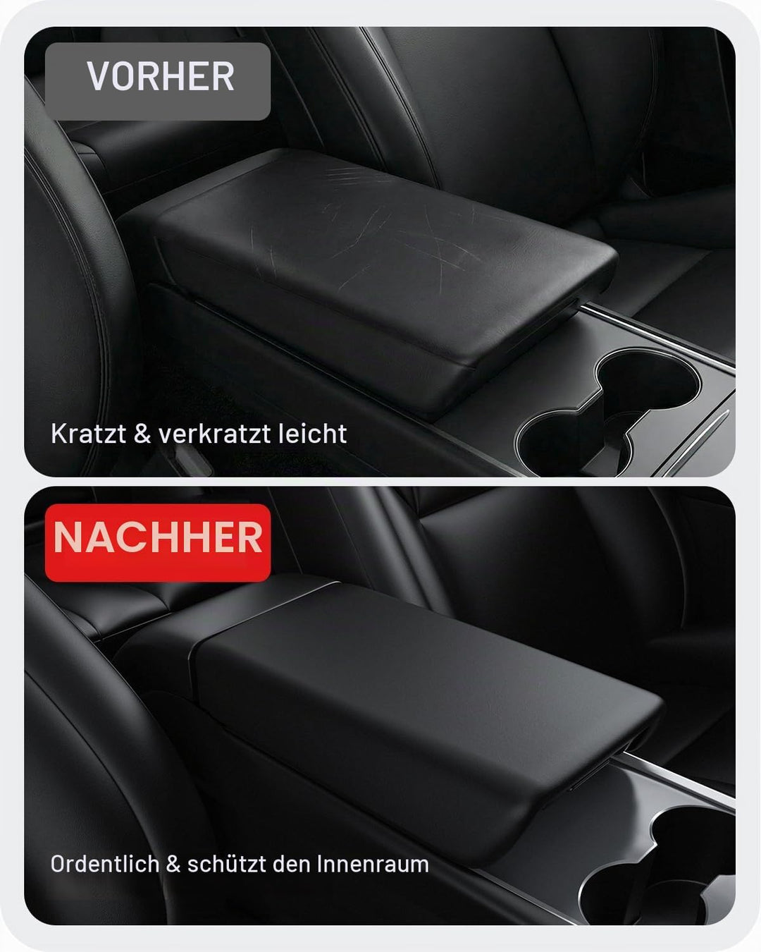 BASENOR Tesla Model 3 Model Y Mittelkonsole Abdeckung TPE Armlehnenabdeckung rutschfeste Schutzabdec