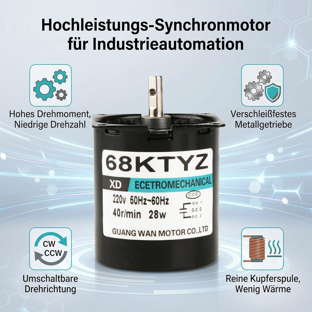 Synchronmotor 68KTYZ AC 220 V 28 Watt Niedriger Geschwindigkeit Permanentmagnet CW/CCW 5/10/15/40/50
