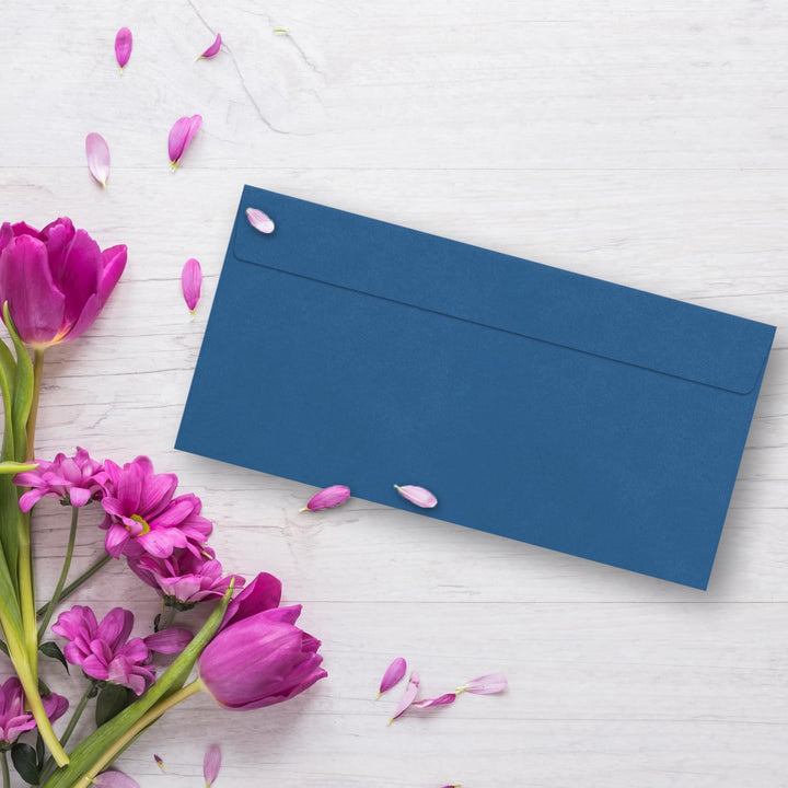 150 Brief-Umschläge DIN Lang - Royalblau/Königsblau - 110 g/m² - 11 x 22 cm - sehr formstabil - Haft