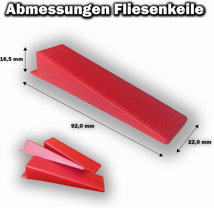 100 Keile - EXTRA HOHE Zuglaschen für Fliesenstärken von 25mm bis 35mm - KACHEL GOTT®- Fugenbreite 3