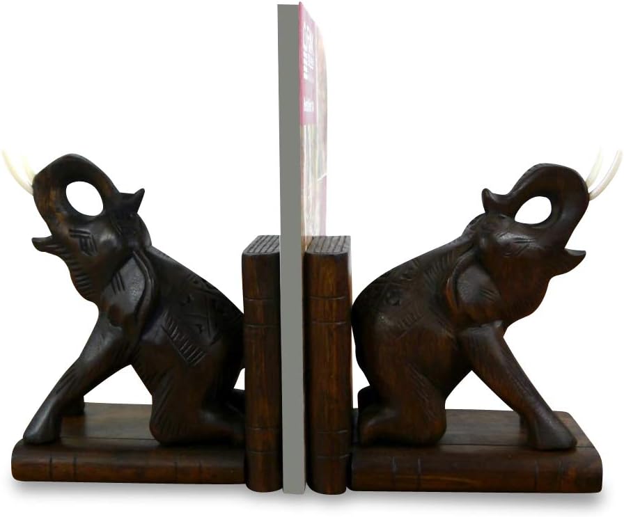 livasia Elefanten Buchstützen, Buchständer, Buchaufsteller, Holzbuchstützen, Tablethalter (Handarbei