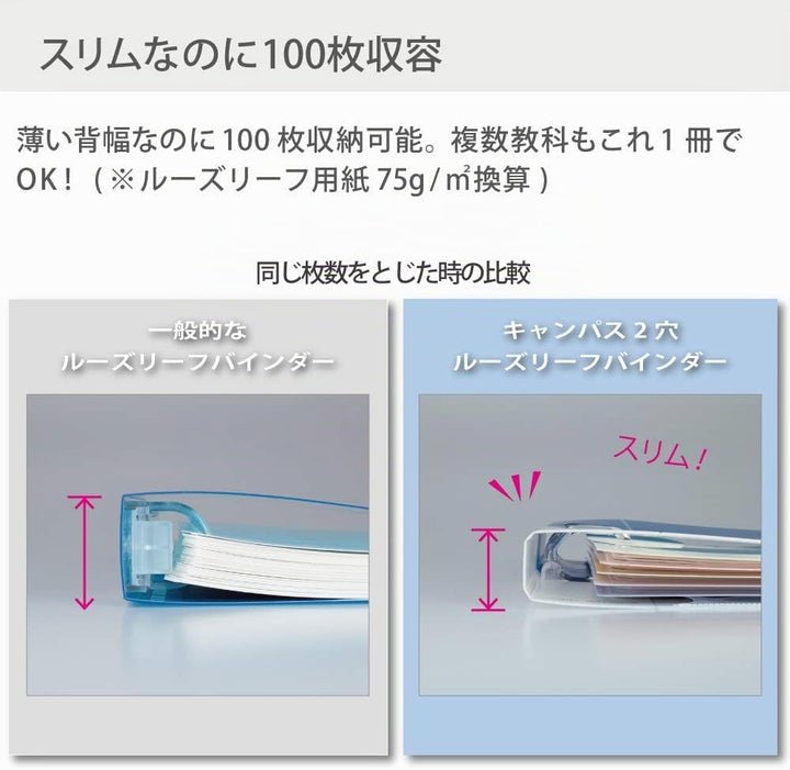 Kokuyo Campus Schnellhefter A4, 2 Löcher, bis zu 100 Blatt, blau, Japan Import (RU-PP158B) A blau, A