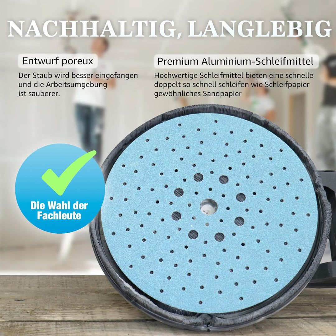 Schleifpapier 225mm Klett 400 Körnung Schleifscheiben Staubentfernung Keramik Schleifpapier Blau 10