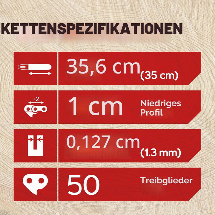 Oregon Sägekette mit 50 Antriebsgliedern, 3er-Pack Sägekette 3/8" Niedrigprofil-Kette, 35 cm Schnitt