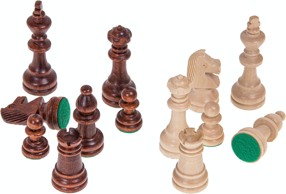 Square - Pro Schach Set Nr. 4 - NUSS - Schachbrett + Schachfiguren Staunton 4 + Kasten - Schachspiel