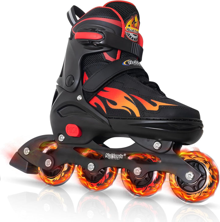 Nattork Adjustable Inline Skates for Kids and Teens, Nezha Inferno Skates Indoor and Outdoor Blades