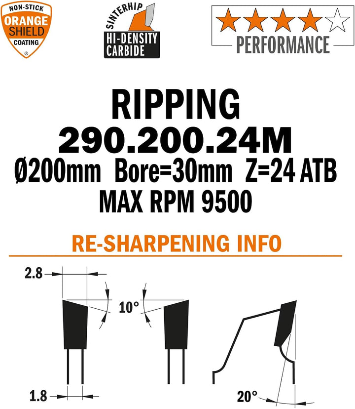 Cmt 290.200.24 M Ripping Klinge d-200 B-30 K-2,8 p-1,8 24 mm