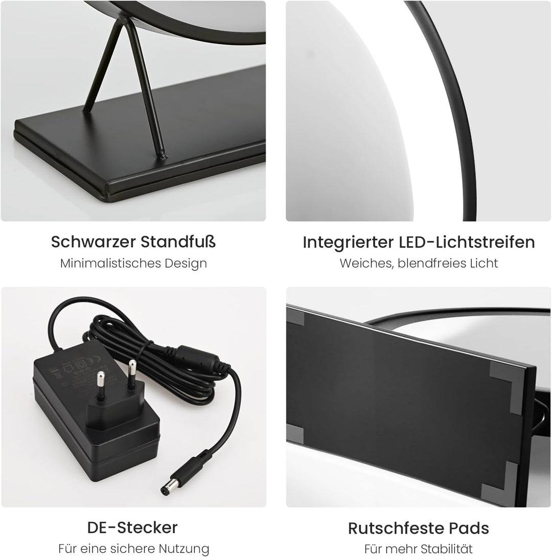 Heilmetz® Schminkspiegel mit Beleuchtung Schminkspiegel Φ48cm LED Tischspiegel Kosmetikspiegel mit B