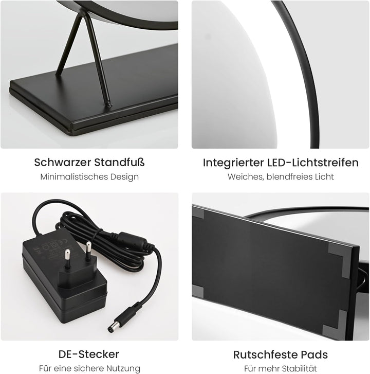 Heilmetz® Schminkspiegel mit Beleuchtung Schminkspiegel Φ48cm LED Tischspiegel Kosmetikspiegel mit B