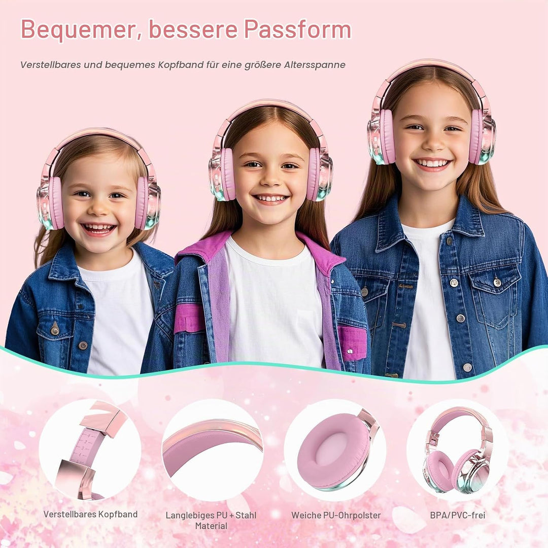 JYPS Bluetooth Kopfhörer Kinder, Kabellose Kopfhörer Bluetooth Kinder Over Ear, Kopfhörer Kinder Blu