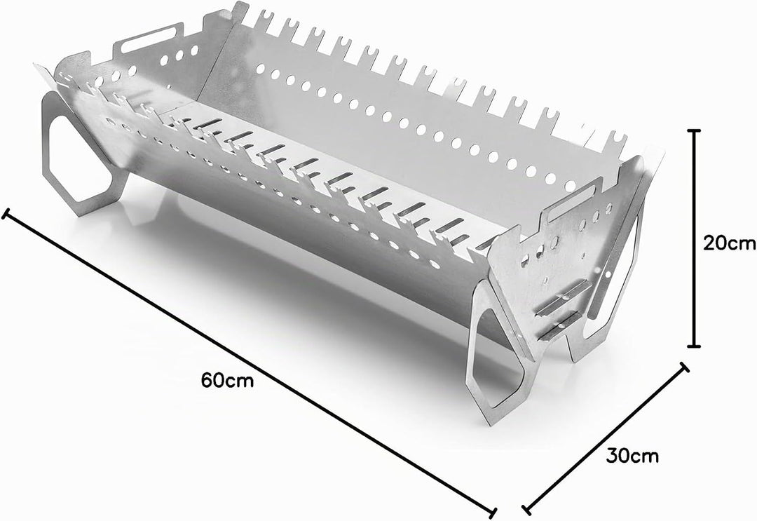 Vedem Zerlegbarer Tragbarer Grill – Mobiler Campinggrill aus verzinktem Stahl – Outdoor-Grill mit Sp