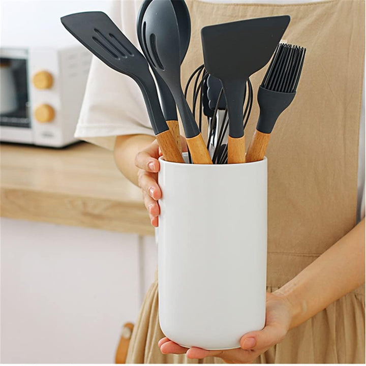 OnePine Küchenutensilienhalter Keramik, Utensilienhalter in Modernem Design, Besteckhalter Für Gabel