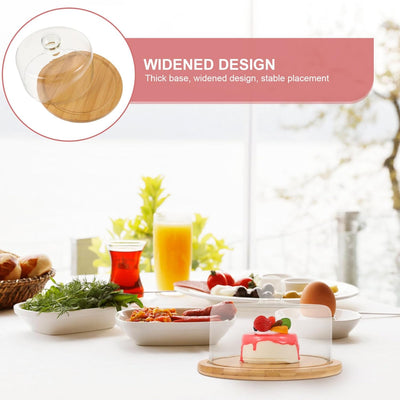 Yardwe Kuchen Glocke mit Holz Kuchenständer Transparent Glasglocke Käseglocke Käse Torten Kuchen Gla