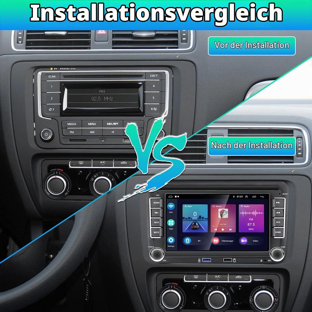 Hikity 2G 32G Autoradio mit DAB Navi für VW Passat B6 B7 Golf 5 6 Touran Polo Caddy SEAT 7 Zoll Dopp
