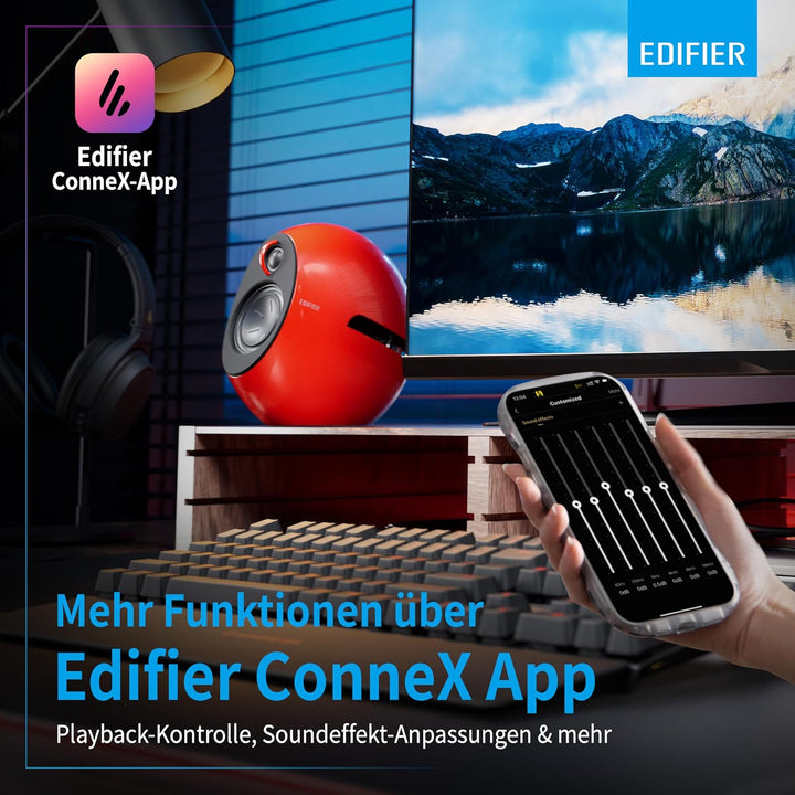 EDIFIER Luna E25 Design-Lautsprecherset mit Bluetooth (74 Watt), rot rot glänzend, rot glänzend