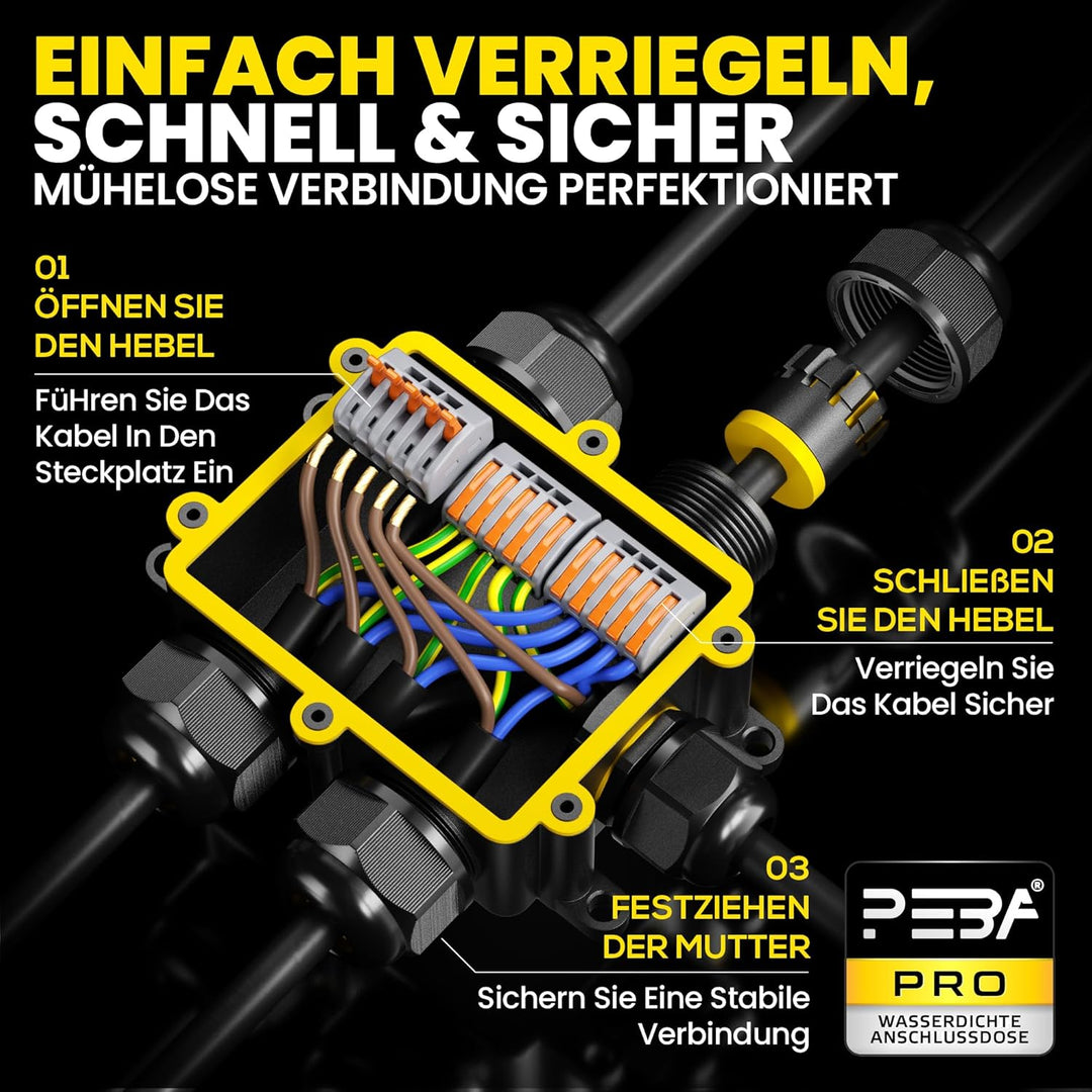 PEBA® Abzweigdose IP68, Erdkabel Klemmdose Verbindungsdose, 5 Wege Junction Box, Klemmkasten, Wasser
