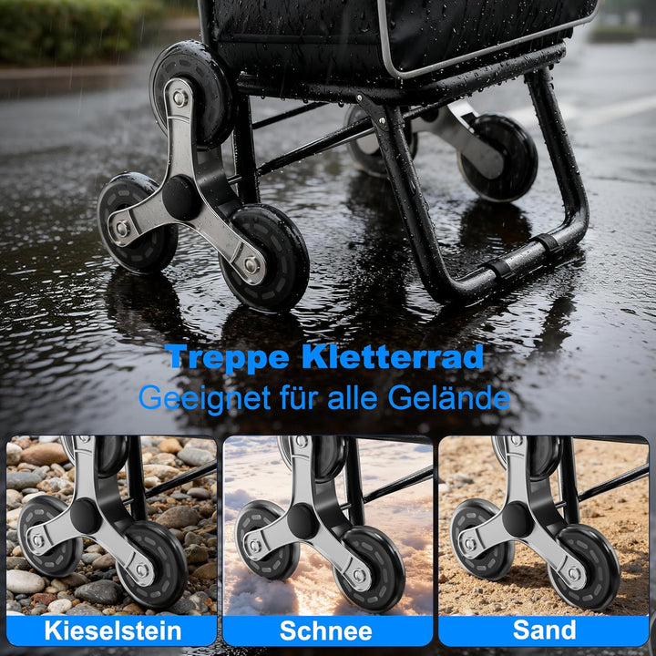 Einkaufswagen Klappbar 56L,Einkaufstrolley Treppensteiger,Trolly Einkaufswagen Klappbar, Hackenporsc