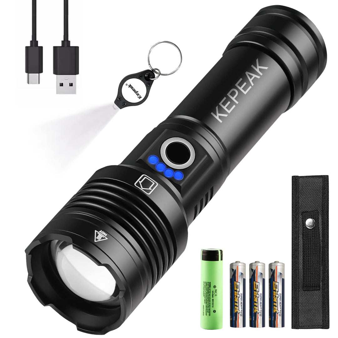KEPEAK 5000 Lumen Led Taschenlampe Koffer-Set Ideal für Outdoor Camping, Extrem Hell Taschenlampe Le