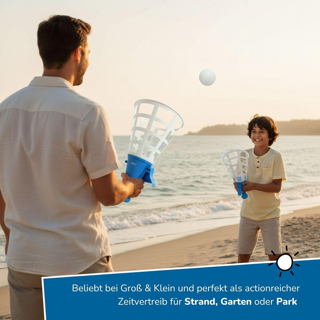 alldoro 60132 XXL-Fangballspiel, 4-teilig mit 2 Fangbechern & 2 Bällen, extra gross für Kinder ab 3