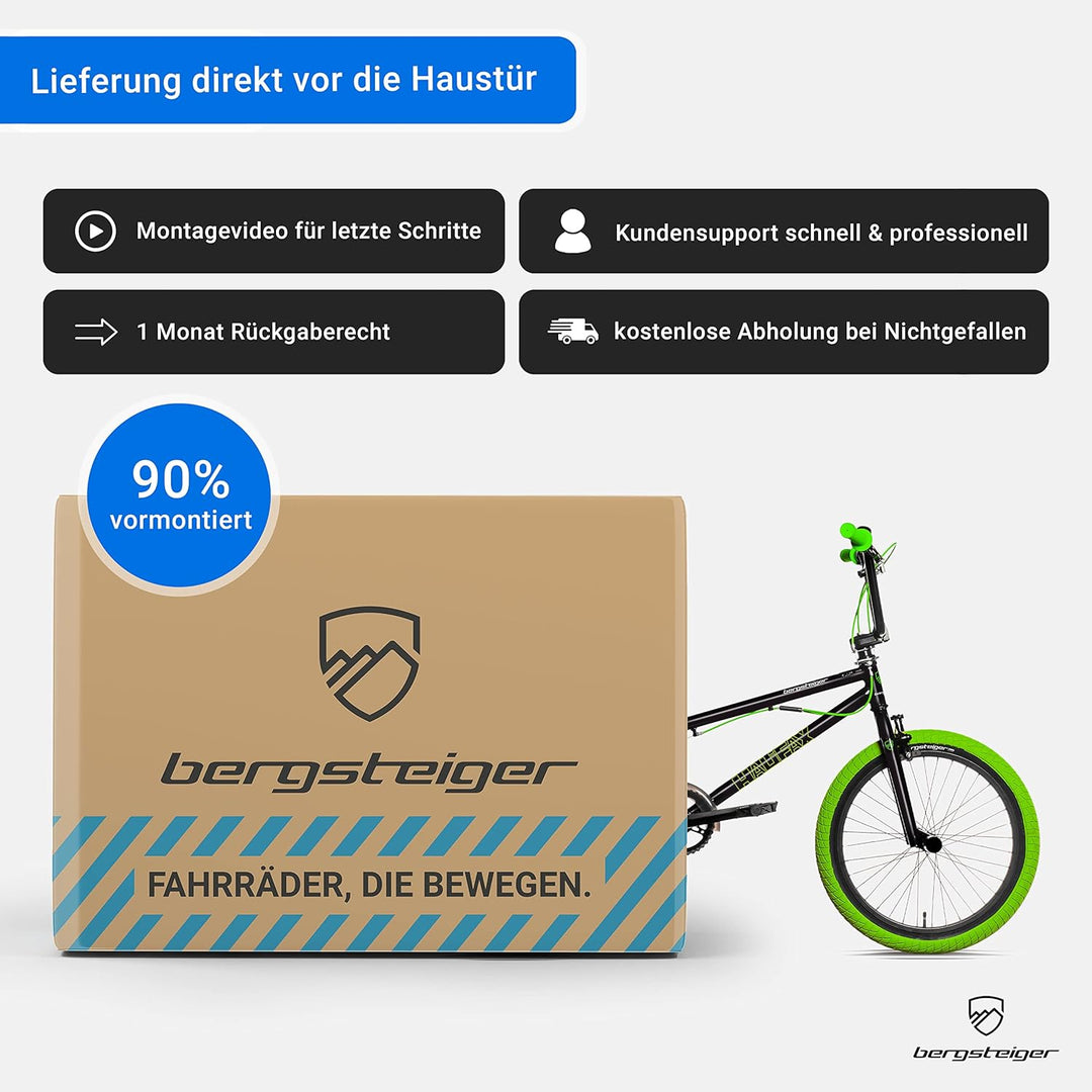 Bergsteiger Halifax 20 Zoll BMX, Fatbike, 360° Rotor-System, Freestyle, 2 Stahl Pegs, Kettenschutz,