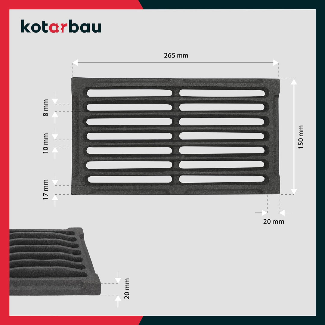 KOTARBAU Kaminrost 26,5 x 15 cm Kaminofen Tafelrost Ascherost Rost Ofengitter Kamin Ersatzteile Zube