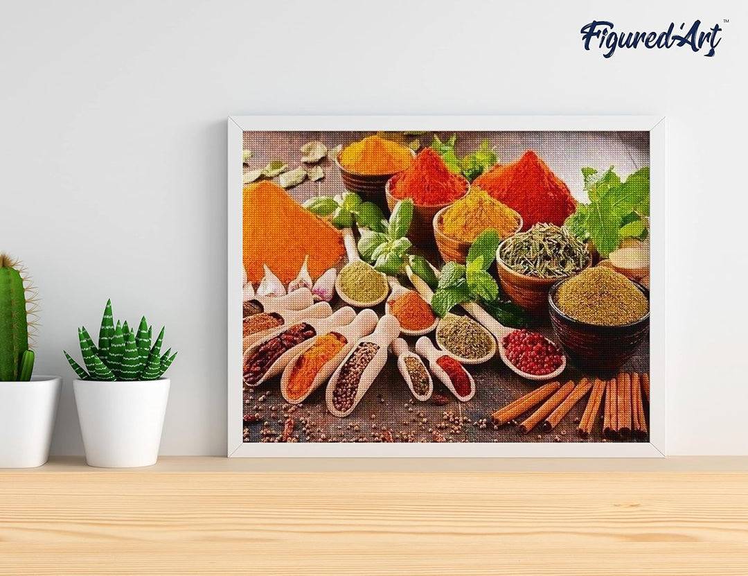 Figured'Art Diamond Painting Erwachsene 40x50cm Ganze Leinwand gerollt Gewürze 5D Bilder Eckige Stei