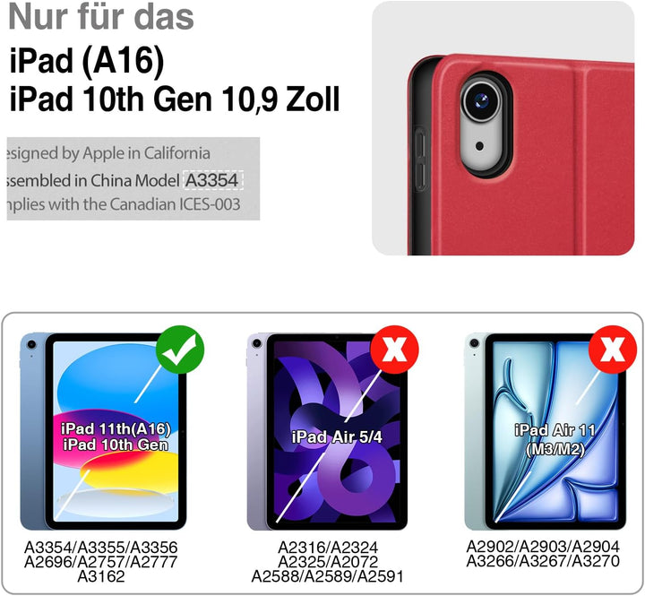 Antbox Hülle für iPad 10 Generation 2022 10,9 Zoll mit stifthalter Apple Pencil Halter Auto Schlaf/W