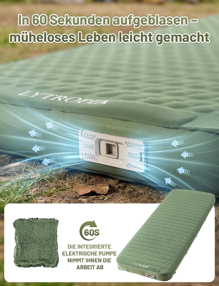Isomatte Selbstaufblasend aus Schaumstoff mit Eingebaute Elektrische Pumpe, 10CM Dicker luftmatratze