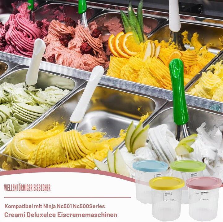 4er-Set Creami Behälter für die Ninja Creami Eismaschine, Creami Deluxe Behälter/Becher für Ninja Ei