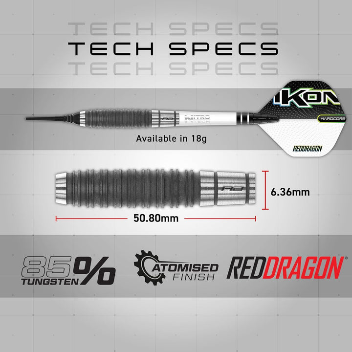 RED DRAGON Ikon Signature Series Professionelles Wolfram Softip Dart Set mit Flights und Schäften 20
