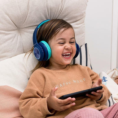 PowerLocus Kinderkopfhörer Bluetooth, Kinder Kopfhörer Kabellos mit LED-Leuchten und 94DB Lautstärke