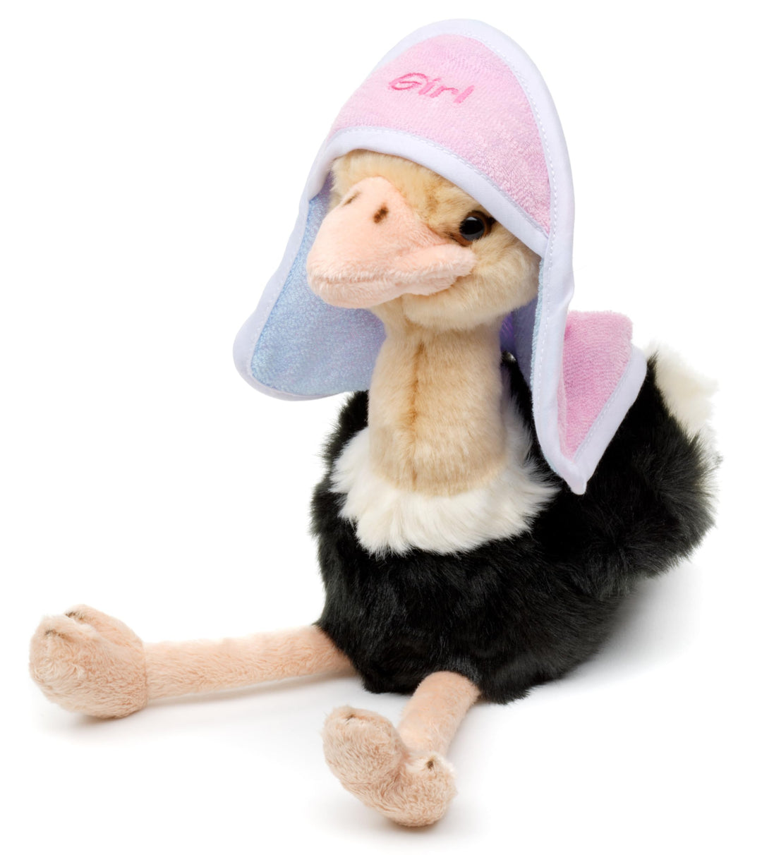 Uni-Toys - Strauss mit wendbarer Haube - Boy/Girl - Baby-Shower-Party Geschenk - 28 cm (Höhe) - Plüs
