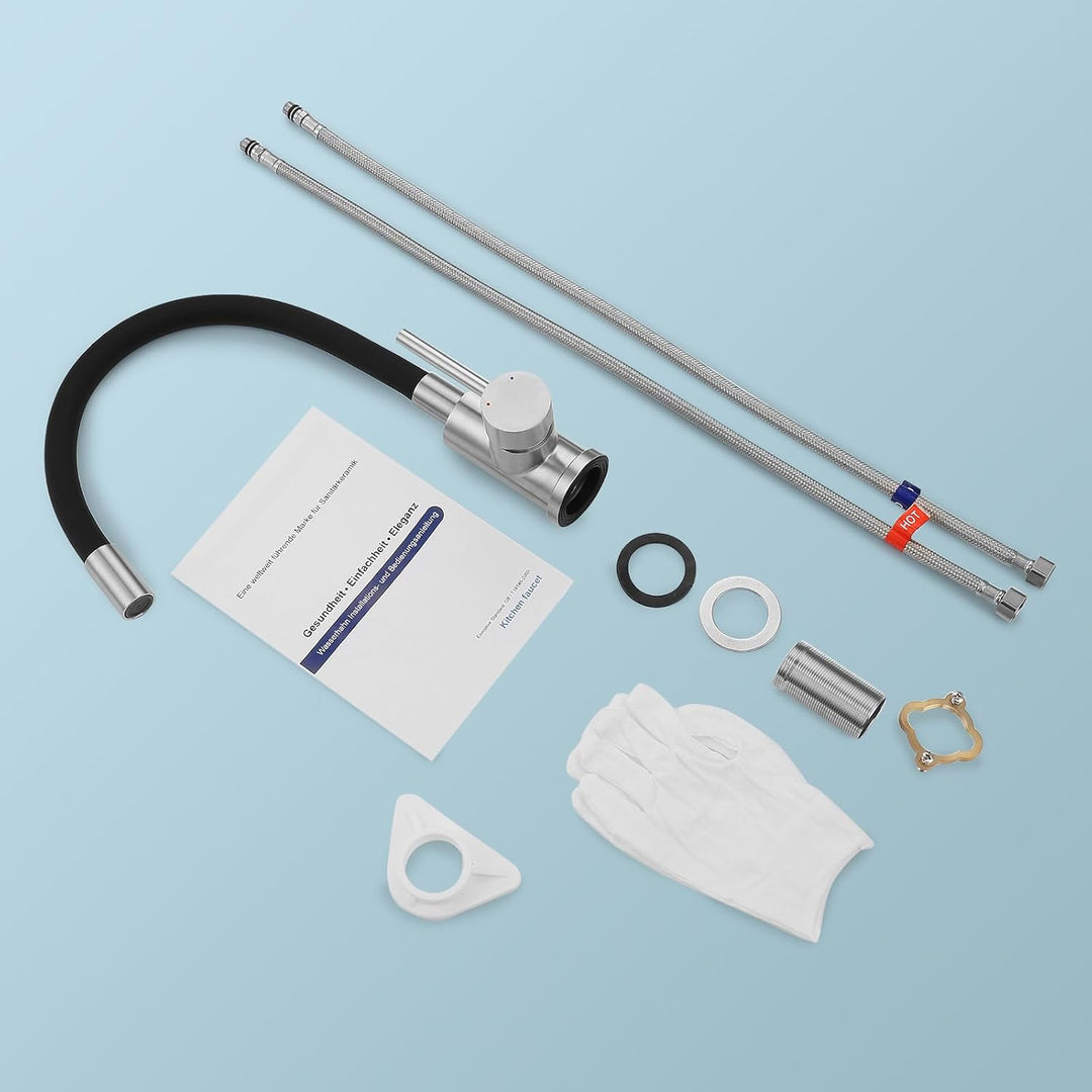 BONADE Wasserhahn Küche Schwarz, Küchenarmatur Schwarz mit Flexibler Auslauf, 360° drehbare Armatur