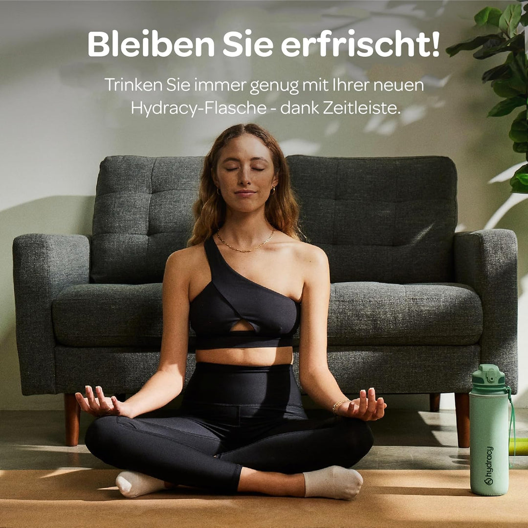 Hydracy Trinkflasche mit Strohhalm und Zeitmarkierung - 1L Wasserflasche - BPA-freie Trinkflasche -