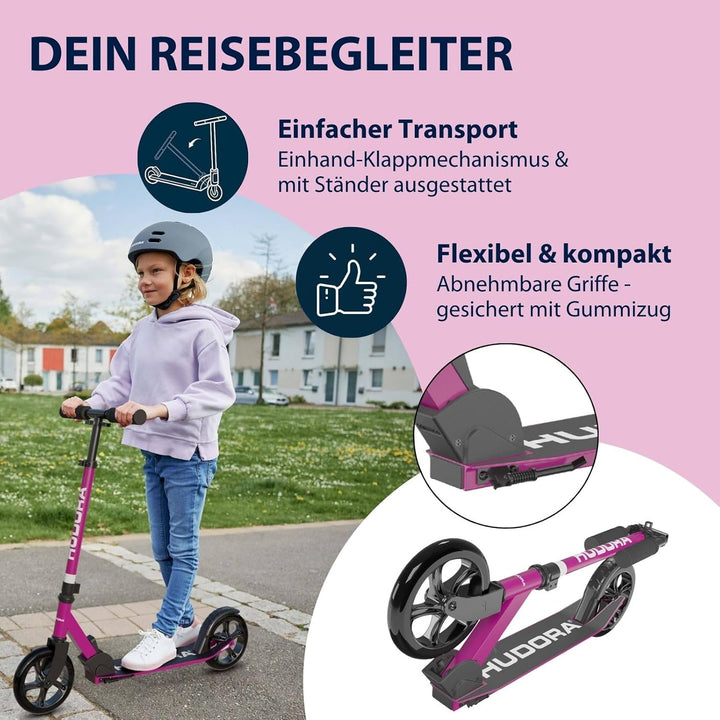 HUDORA Scooter Start 200, Stabiler Aluminium-Roller, Höhenverstellbarer & zusammenklappbarer Cityrol