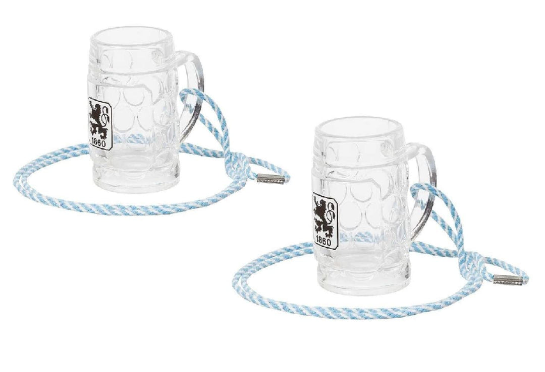 TSV 1860 München - Schnapsglas mit Kordel - 2er Set, Schnapsseidel, Glas - Plus Lesezeichen Wir lieb