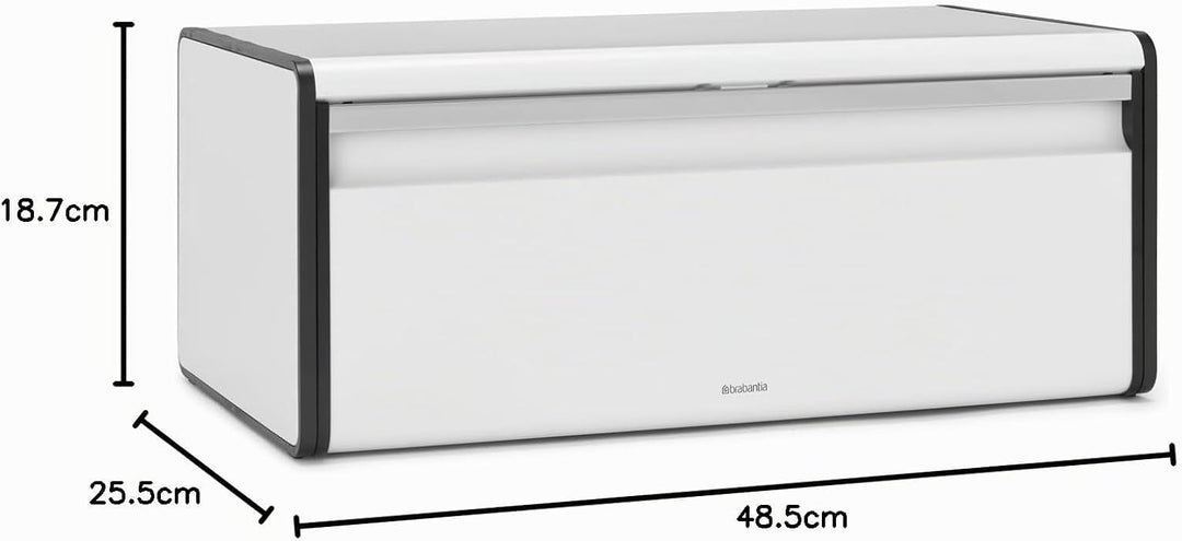 Brabantia Klappbrotkasten - Grosse Aufbewahrungsbox für Brot, Bagels, Brötchen - Platzsparendes Desi