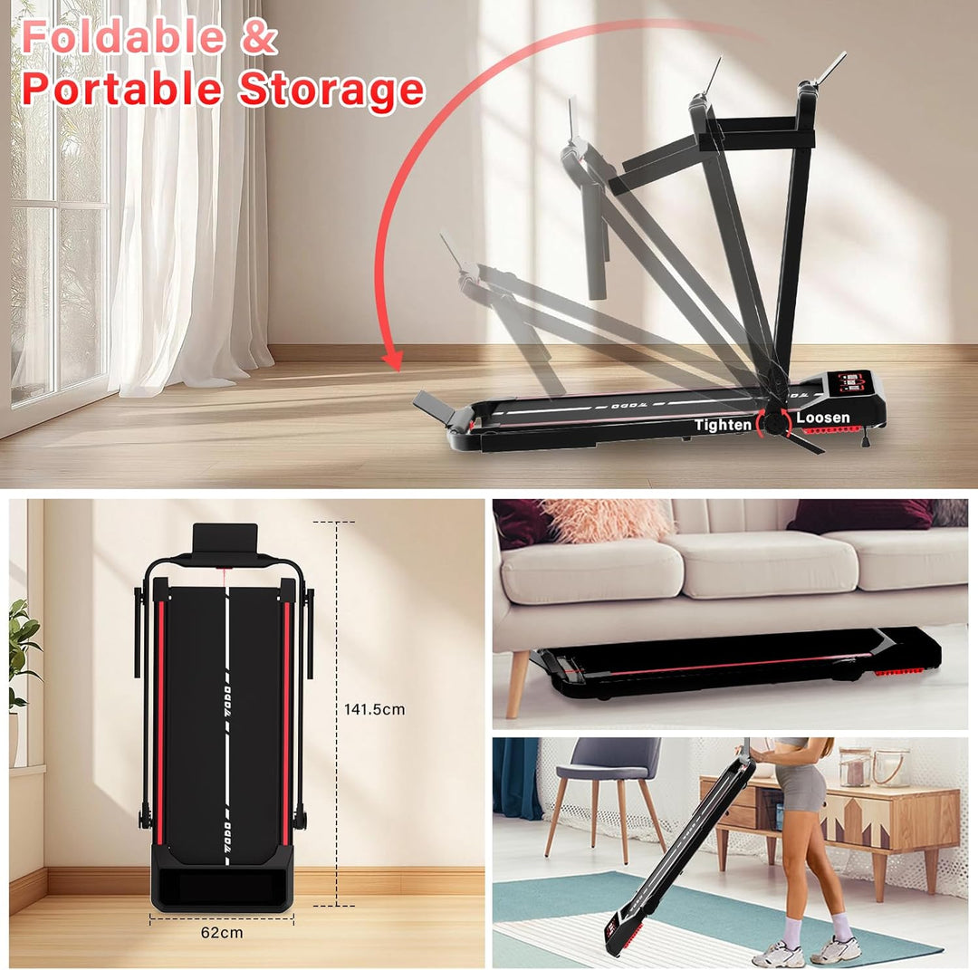TODO Laufband für Zuhause mit 10% Neigung, 1-12km/h Walking Pad klappbar, 3.5HP Schreibtisch Treadmi