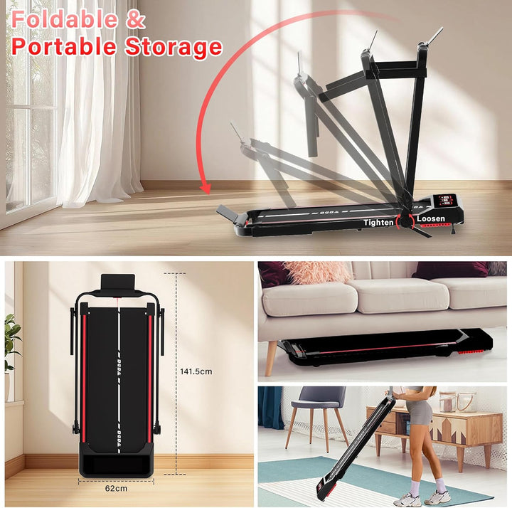 TODO Laufband für Zuhause mit 10% Neigung, 1-12km/h Walking Pad klappbar, 3.5HP Schreibtisch Treadmi